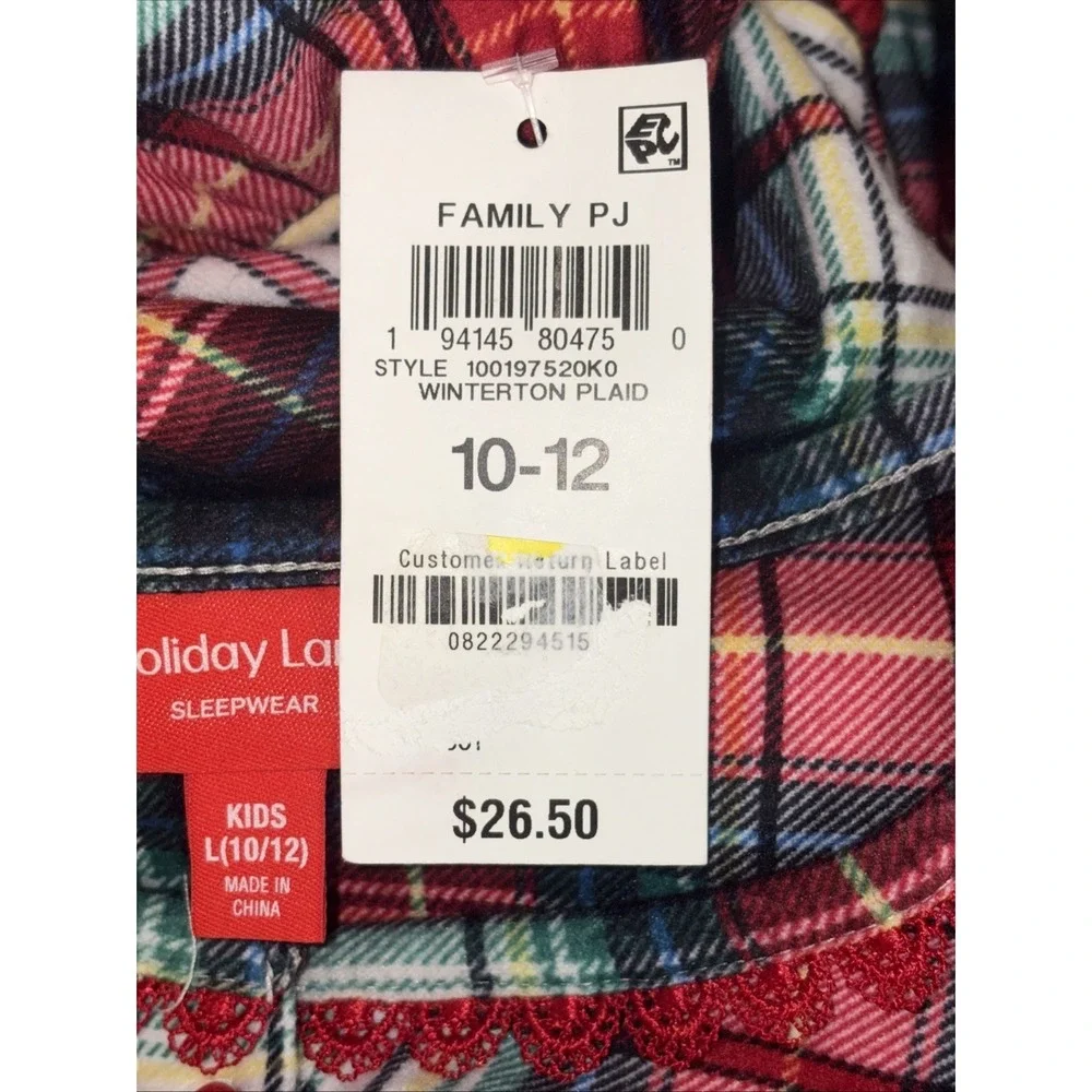 Little & Big‎ Kids Winterton Plaid Matching Family Pajamas Nightgown Large 10/12